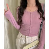パープル | カーディガン風トップス 韓国ファッション ハイウエスト | aimoha 
