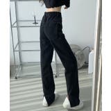 ブラック | スリット入りデニムパンツ 韓国ファッション ワンピース | aimoha 