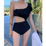 フリルワンショルダースイムウェア 水着 UVカット | aimoha  | 詳細画像1 