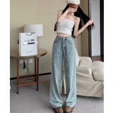 新色登場！パール付きハイウエストワイドデニム jasmine 韓国ファッション | aimoha  | 詳細画像3 