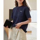 ネイビー | ワンポイントロゴプリント Tシャツ カットソー | aimoha