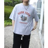 グレー | HOOK  original 古着風都市グランジプリント半袖Tシャツ | HOOK