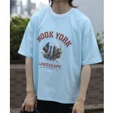ライトブルー | HOOK  original 古着風都市グランジプリント半袖Tシャツ | HOOK