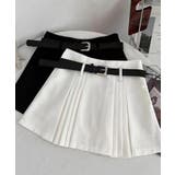 ホワイト | ミニ丈デザインプリーツスカート 韓国ファッション ミニスカート | aimoha 