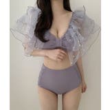 グレー | ビーズフリルスリーブスイムウェア 水着 セクシー | aimoha 