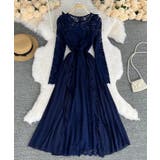 ネイビー | エレガントレースワンピース ロングワンピース ロングドレス | aimoha 