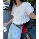 ホワイト | ポコポコ半袖トップス カットソー 韓国ファッション | aimoha 