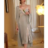 シルキーレースキャミワンピース&ナイトガウンセット パジャマ ルームウェア | aimoha  | 詳細画像2 