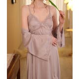 パープル | シルキーレースキャミワンピース&ナイトガウンセット パジャマ ルームウェア | aimoha 