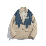 ベージュ | 【HOOK】個性派 デニム異素材切り替えデザインテーラードジャケット | HOOK
