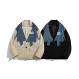 【HOOK】個性派 デニム異素材切り替えデザインテーラードジャケット | HOOK | 詳細画像1