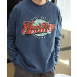 ネイビー | アメカジヴィンテージ風ロゴプリントロングTEE ロンT | HOOK