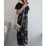 配色花柄スクエアネックパワショルワンピース 【Jasmine Grandiflo… | aimoha  | 詳細画像3 