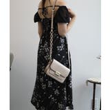 配色花柄スクエアネックパワショルワンピース 【Jasmine Grandiflo… | aimoha  | 詳細画像4 