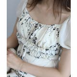 配色花柄スクエアネックパワショルワンピース 【Jasmine Grandiflo… | aimoha  | 詳細画像7 