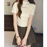 ホワイト | カットデザインニット 韓国ファッション ハイウエスト | aimoha