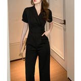 すっきりシルエット ハイウエスト切り替オールインワン パンツドレス | aimoha  | 詳細画像4 