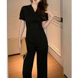 すっきりシルエット ハイウエスト切り替オールインワン パンツドレス | aimoha  | 詳細画像5 