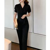 すっきりシルエット ハイウエスト切り替オールインワン パンツドレス | aimoha  | 詳細画像6 