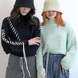 新作 手縫いステッチショートニットトップス ショートニット 秋冬【AW】 | aimoha | 詳細画像1