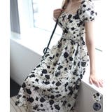 スクエアネック花柄ワンピース ドレス 韓国ファッション | aimoha  | 詳細画像1 