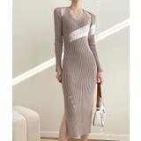 キャメル | 肩出しニットワンピース 韓国ファッション レディース | aimoha