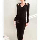 ブラック | 肩出しニットワンピース 韓国ファッション レディース | aimoha