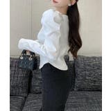 スクエアネックパワショルビジュ付きブラウス 韓国ファッション ハイウエスト | aimoha  | 詳細画像5 