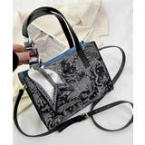 ブラック | ジャカード2WAYショルダーバッグ トートバッグ レディース | aimoha 