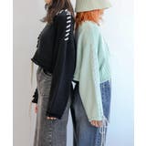 新作 手縫いステッチショートニットトップス ショートニット 秋冬【AW】 | aimoha | 詳細画像4