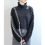 ブラック | 新作 手縫いステッチショートニットトップス ショートニット 秋冬【AW】 | aimoha