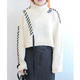 ホワイト | 新作 手縫いステッチショートニットトップス ショートニット 秋冬【AW】 | aimoha