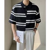 aimoha mens半袖ボーダー サマーニットポロシャツ | aimoha men | 詳細画像8 