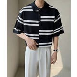 aimoha mens半袖ボーダー サマーニットポロシャツ | aimoha men | 詳細画像9 