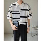 aimoha mens半袖ボーダー サマーニットポロシャツ | aimoha men | 詳細画像6 