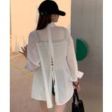 ホワイト | シアー バックスリットシャツ 韓国ファッション | aimoha 