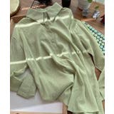 グリーン | シアー バックスリットシャツ 韓国ファッション | aimoha 