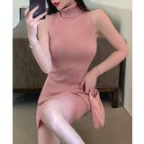 ピンク | タートルネックニットノースリーブワンピース Jasmine Grandiflor… | aimoha 