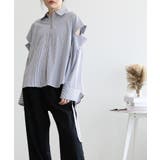 ネイビー | 3WAY袖取り外しオーバーシャツ袖リボンデザイン ロングシャツ 羽織 | aimoha