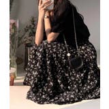 ブラック | aimoha -select-/花柄シフォンAラインスカート | aimoha