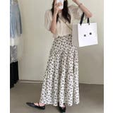 オフホワイト | aimoha -select-/花柄シフォンAラインスカート | aimoha