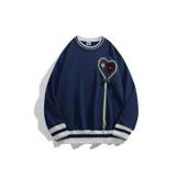 ブルー | HOOK  original  レトロ調花刺繍ハート紐デザインスウェット【AW】 | HOOK