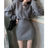 グレー | Vネック ニット セットアップ | aimoha