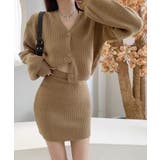 キャメル | Vネック ニット セットアップ | aimoha