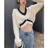 Vネック ミニ丈 ニットプルオーバー | aimoha | 詳細画像8