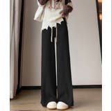 ブラック | サイドストライプニットパンツ ワイドパンツ | aimoha 