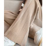 ベージュ | サイドストライプニットパンツ ワイドパンツ | aimoha 