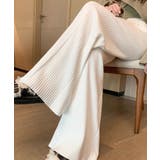 サイドストライプニットパンツ ワイドパンツ | aimoha  | 詳細画像1 