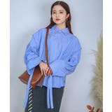 ブルー | 3WAY袖取り外しオーバーシャツ袖リボンデザイン ロングシャツ 羽織 | aimoha