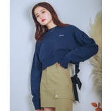 ネイビー | バックリボンデザインオーバーショートスウェット | aimoha 